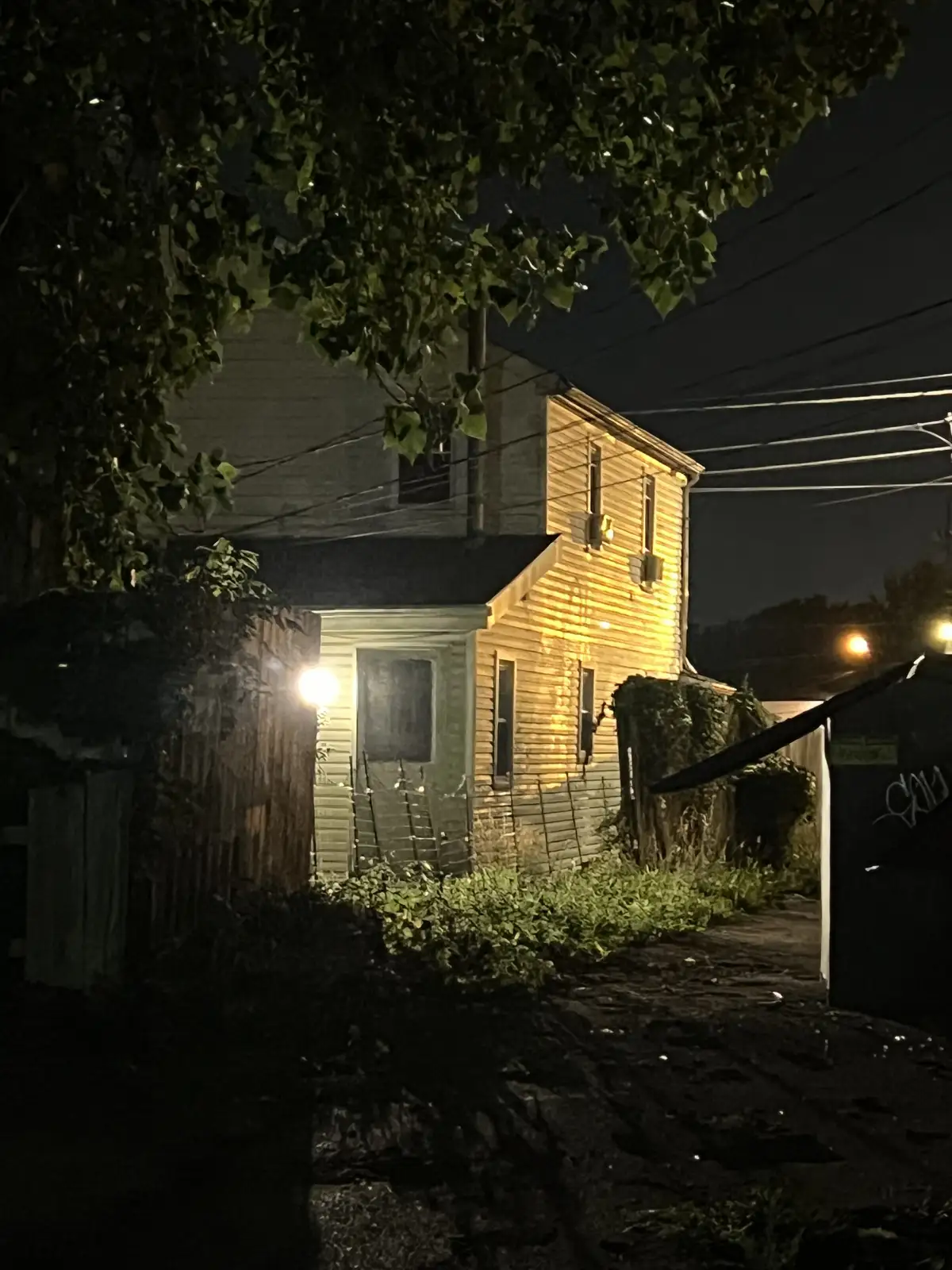 Late-night glow in a quiet urban pocket. Still Frame