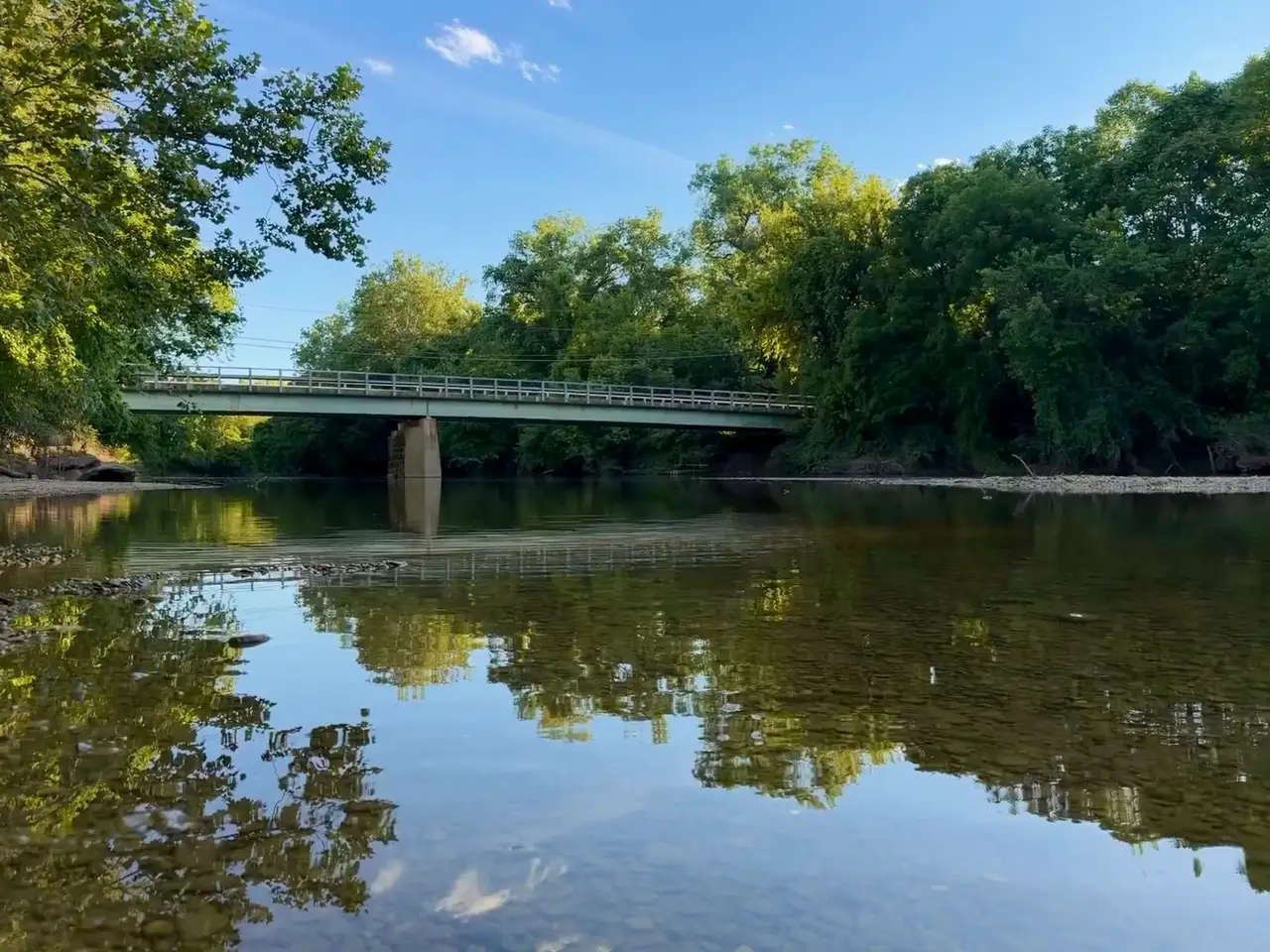 River reflections under a summer sky. Still Frame