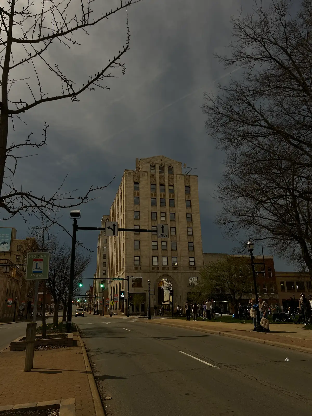 Urban grandeur meets a moody evening. Still Frame