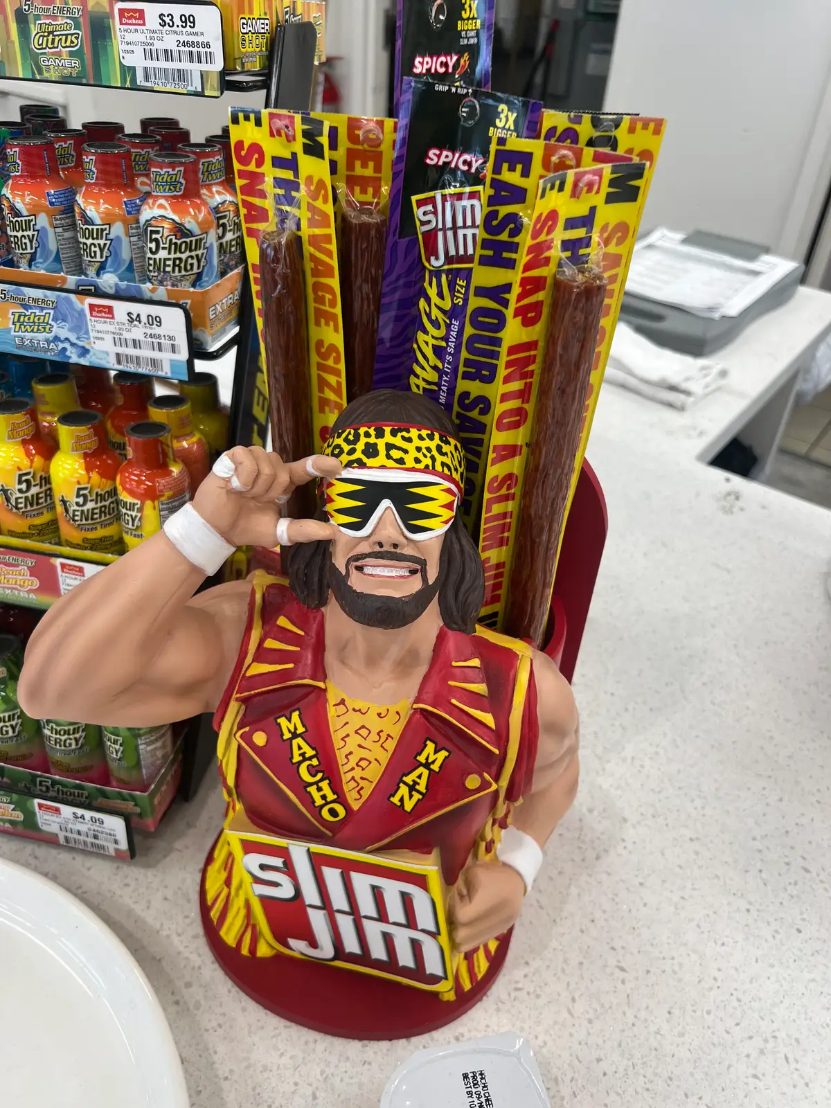Macho Man says, 'Snap into a Slim Jim!' Still Frame