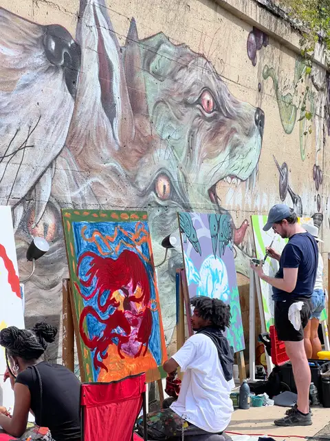 Street art inspiring new art, a vibrant creative flow.