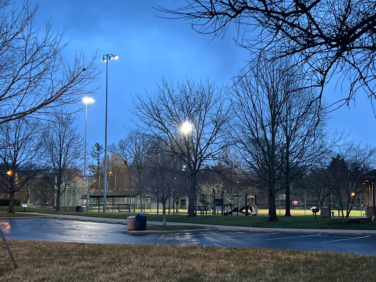 Twilight serenity under the stadium lights. Still Frame