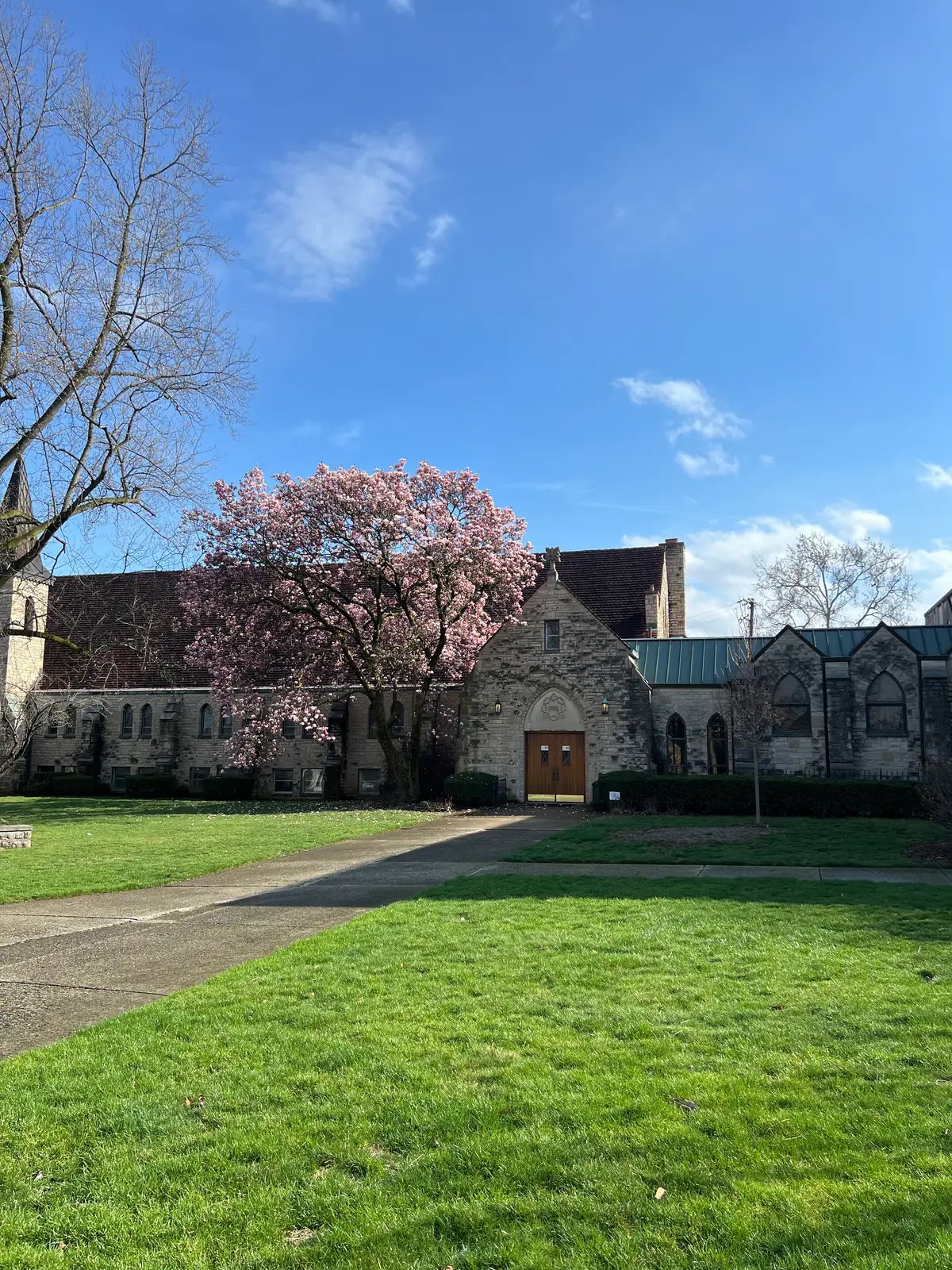 Historic charm meets vibrant spring blooms. Still Frame
